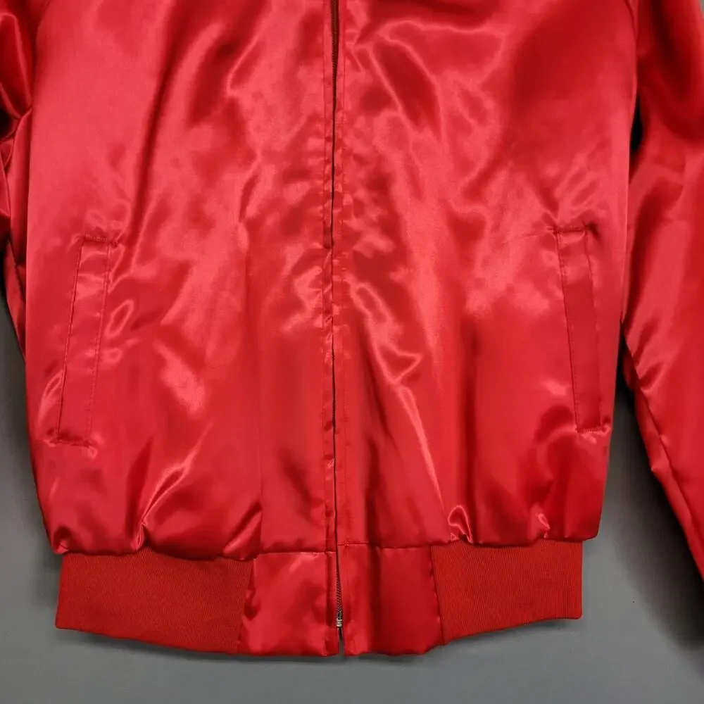 Vintage 1983 Tee Jays Satin Bomber Alabama On Tour Jacket Large Red Band Concert